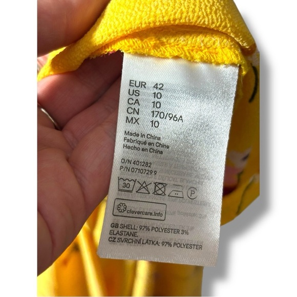 Divided By H&M Sunny Bright Yellow Floral Wrap Short Sleeve Mini Dress - Picture 10 of 16